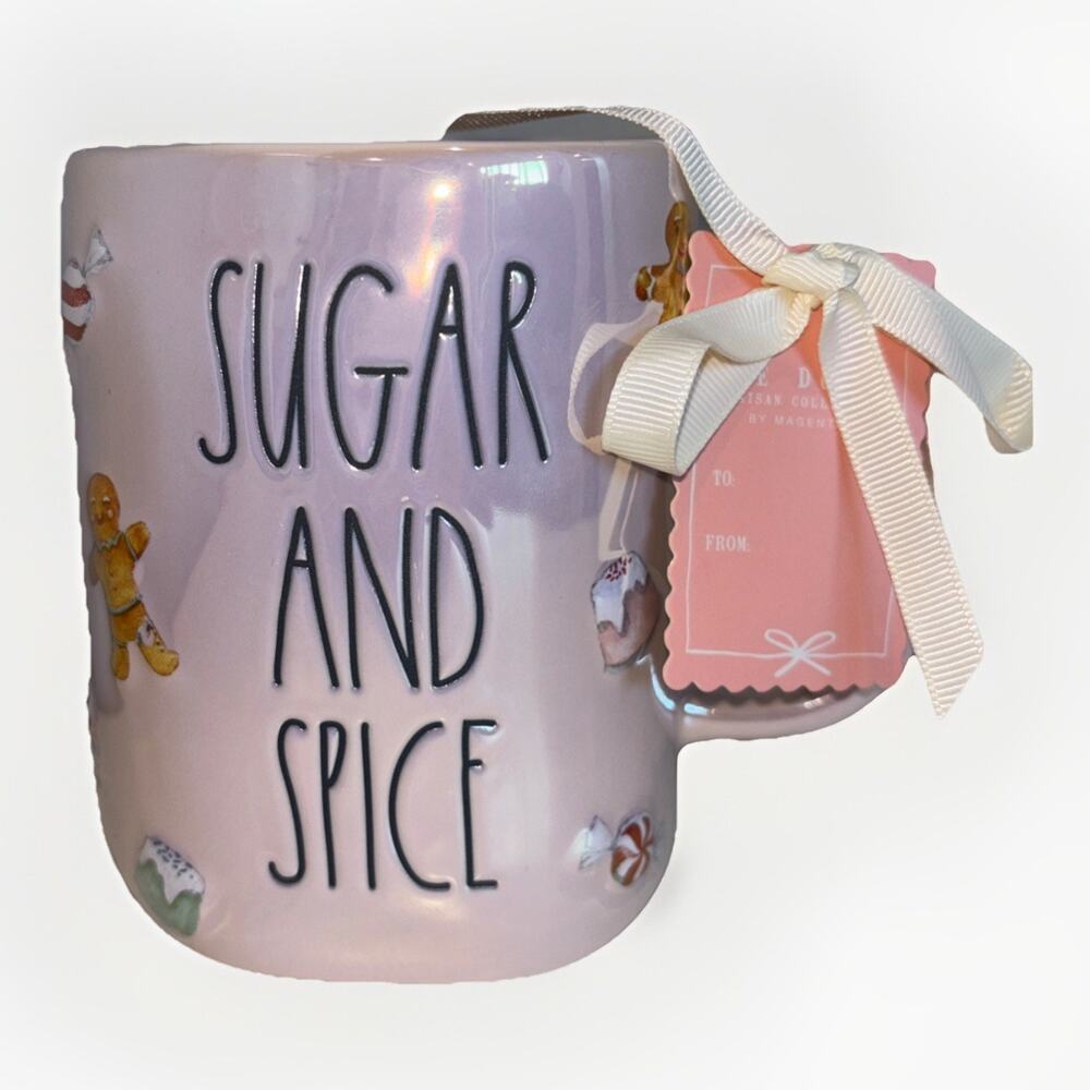 Rae Dunn Pink Sugar and Spice Iridescent Gingerbread Gum Drop Candy Mug Cup New